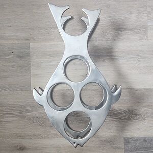 Vintage Mid-Century Modern (MCM) 5 Bottle Countertop Aluminum Fish Wine Rack